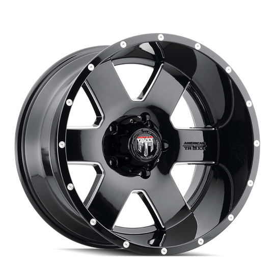 AT155-2250M-44 - American Truxx Armor 20X12 5X150 /  ET -44mm Black and Milled - American Truxx Wheels Canada