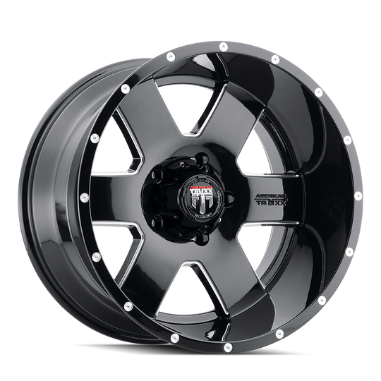 AT155-2936M0 - American Truxx Armor 20X9 6X135 /  ET 0mm Gloss Black Milled - American Truxx Wheels Canada