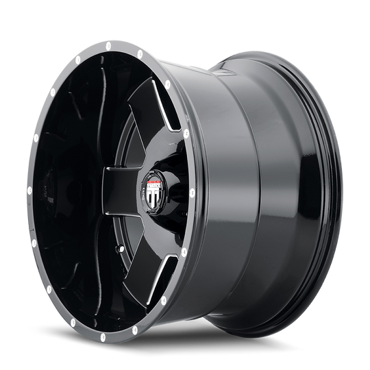 AT155-2970M0 - American Truxx Armor 20X9 8X170 /  ET 0mm Gloss Black Milled - American Truxx Wheels Canada