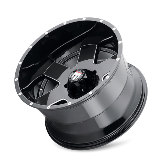 AT155-8950M0 - American Truxx Armor 18X9 5X150 /  ET 0mm Gloss Black Milled - American Truxx Wheels Canada