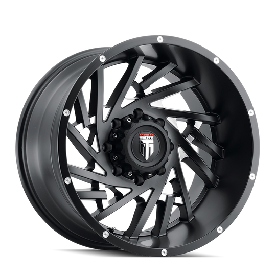 AT161-2285M-44 - American Truxx Web 20X12 5X139.7 /  ET -44mm Black and Milled - American Truxx Wheels Canada