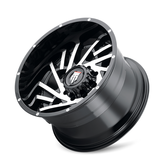 AT161-2250BM-44 - American Truxx Web 20X12 5X150 /  ET -44mm Gloss Black Machined - American Truxx Wheels Canada