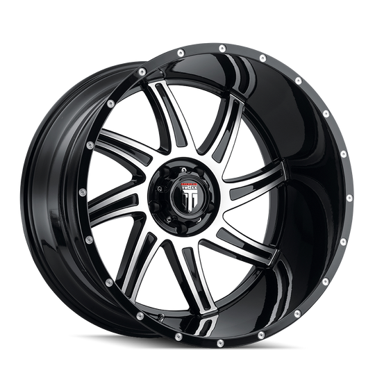 AT162-22273BM-44 - American Truxx Vortex 22X12 5X127 /  ET -44mm Gloss Black Machined - American Truxx Wheels Canada
