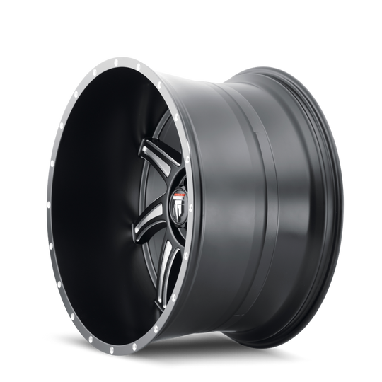 AT162-2185M-24 - American Truxx Vortex 20X10 5X139.7 /  ET -24mm Black and Milled - American Truxx Wheels Canada
