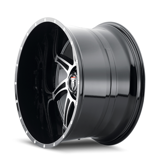 AT162-24481BM-76 - American Truxx Vortex 24X14 8X165.1 /  ET -76mm Gloss Black Machined - American Truxx Wheels Canada