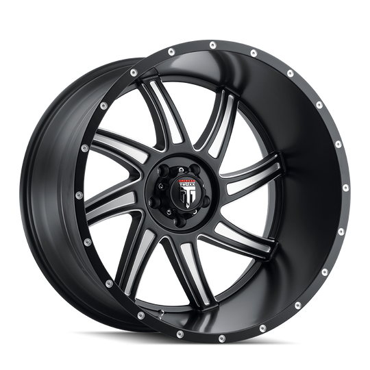 AT162-2178M-24 - American Truxx Vortex 20X10 8X180 /  ET -24mm Satin Black Milled - American Truxx Wheels Canada