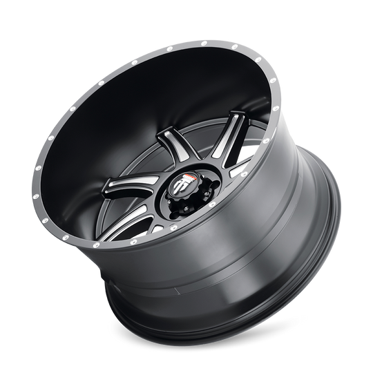 AT162-24450M-76 - American Truxx Vortex 24X14 5X150 /  ET -76mm Satin Black Milled - American Truxx Wheels Canada