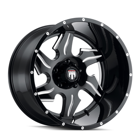 AT163-2278M-44 - American Truxx Ninja 20X12 8X180 /  ET -44mm Black and Milled - American Truxx Wheels Canada