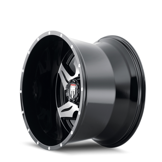 AT163-2283M-44 - American Truxx Ninja 20X12 6X139.7 /  ET -44mm Gloss Black Milled - American Truxx Wheels Canada