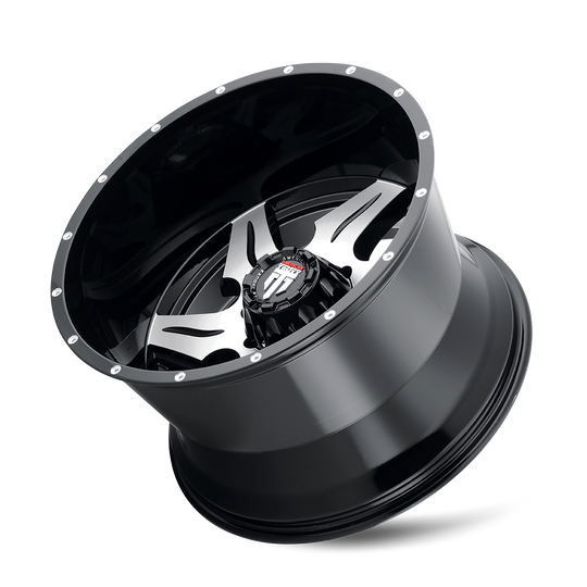 AT163-22470M-76 - American Truxx Ninja 22X14 8X170 /  ET -76mm Gloss Black Milled - American Truxx Wheels Canada