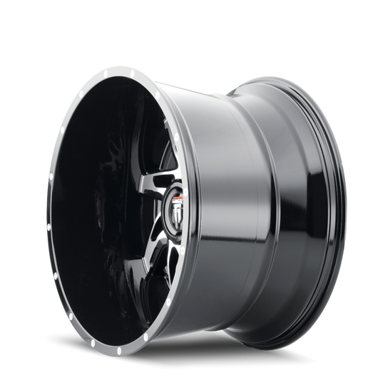 AT183-22485BM-76 - American Truxx Spyder 22X14 5X139.7 /  ET -76mm Black and Machined - American Truxx Wheels Canada