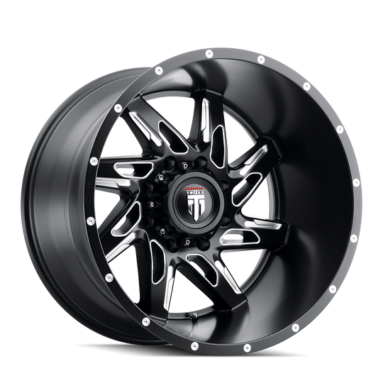 AT183-22450M-76 - American Truxx Spyder 22X14 5X150 /  ET -76mm Satin Black Milled - American Truxx Wheels Canada