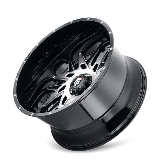 AT184-24478BM-76 - American Truxx DNA 24X14 8X180 /  ET -76mm Gloss Black Machined - American Truxx Wheels Canada
