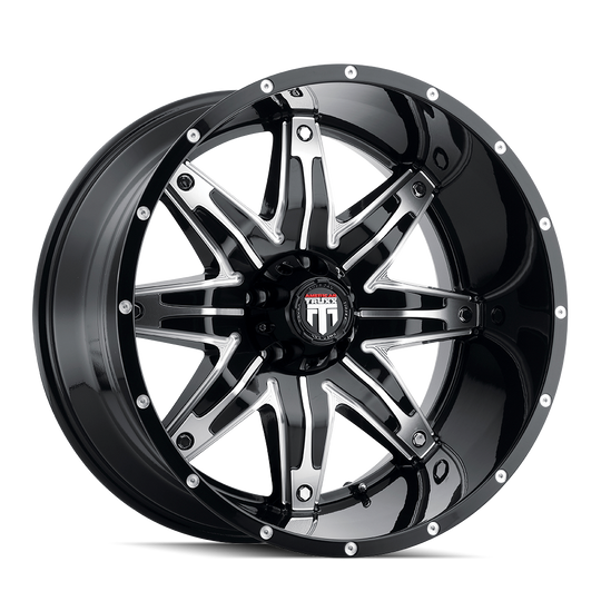AT185-22250BM-44 - American Truxx Lonestar 22X12 5X150 /  ET -44mm Gloss Black Machined - American Truxx Wheels Canada