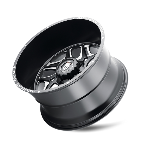 AT1900-2952M-12 - American Truxx Sweep 20X9 5X127 / 5X139.7 ET -12mm Satin Black Milled - American Truxx Wheels Canada