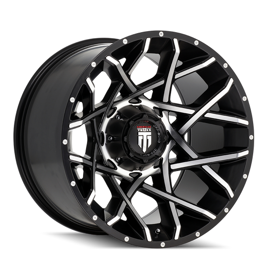 AT1901-2278BML-44 - American Truxx Gridlock 20X12 8X180 /  ET -44mm Gloss Black Machined - American Truxx Wheels Canada