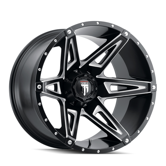 AT1902-2973M-12 - American Truxx Kutz 20X9 5X127 /  ET -12mm Black and Milled - American Truxx Wheels Canada