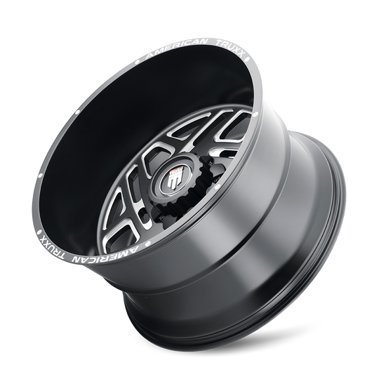 AT1904-24483M-76 - American Truxx Cosmos 24X14 6X139.7 /  ET -76mm Gloss Black Milled - American Truxx Wheels Canada