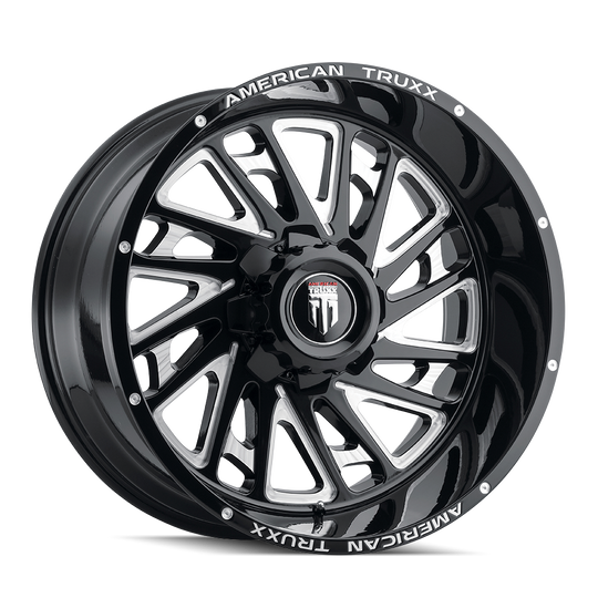 AT1905-24450M-76 - American Truxx Blade 24X14 5X150 /  ET -76mm Gloss Black Milled - American Truxx Wheels Canada