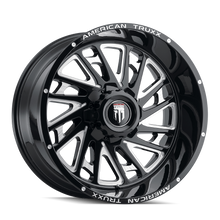 Charger l'image dans la galerie, AT1905-24481M-76 - American Truxx Blade 24X14 8X165.1 /  ET -76mm Gloss Black Milled - American Truxx Wheels Canada