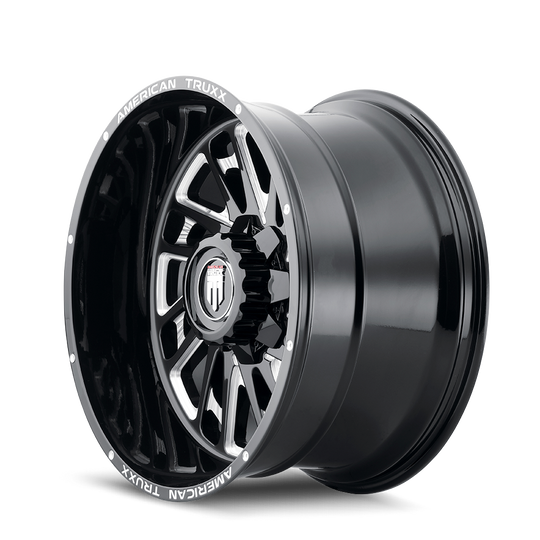 AT1905-24450M-76 - American Truxx Blade 24X14 5X150 /  ET -76mm Gloss Black Milled - American Truxx Wheels Canada