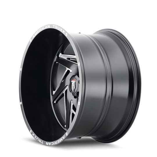 AT1906-2181M-24 - American Truxx Spiral 20X10 8X165.1 /  ET -24mm Satin Black Milled - American Truxx Wheels Canada