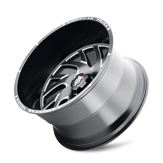 AT1907-24483M-76 - American Truxx Xclusive 24X14 6X139.7 /  ET -76mm Black and Milled - American Truxx Wheels Canada