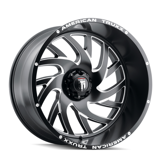 AT1907-24478M-76 - American Truxx Xclusive 24X14 8X180 /  ET -76mm Satin Black Milled - American Truxx Wheels Canada