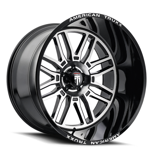 AT1915-2181M - American Truxx Restless 20X10 8X165.1 /  ET -25mm Gloss Black Milled - American Truxx Wheels Canada