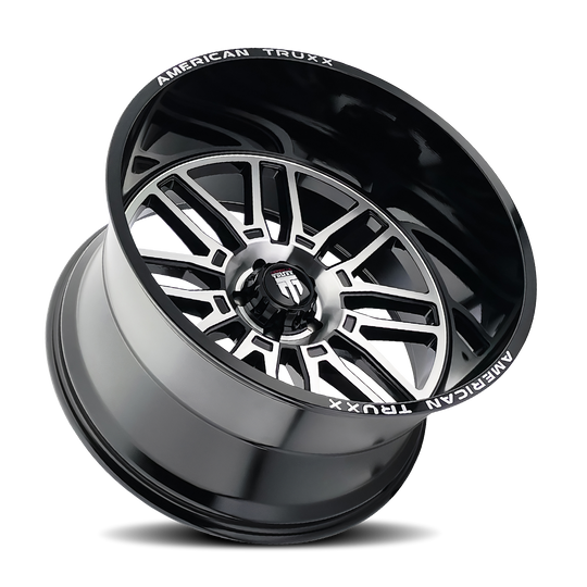 AT1915-22281M - American Truxx Restless 22X12 8X165.1 /  ET -44mm Gloss Black Milled - American Truxx Wheels Canada