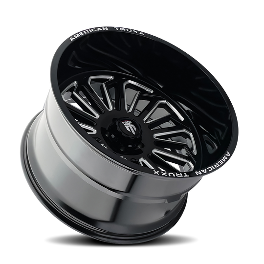 AT1916-2281M - American Truxx Butcher 20X12 8X165.1 /  ET -51mm Gloss Black Milled - American Truxx Wheels Canada
