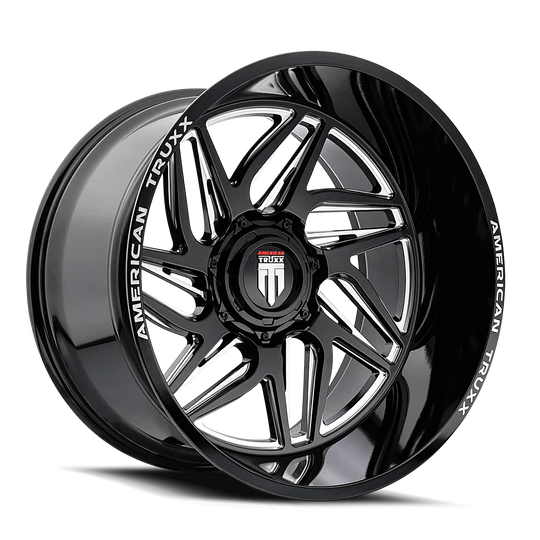 AT1917-24481M - American Truxx Goliath 24X14 8X165.1 /  ET -76mm Gloss Black Milled - American Truxx Wheels Canada