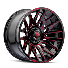 Load image into Gallery viewer, AT1919-22236BTR - American Truxx Evolution 22X12 6X135 /  ET -44mm Gloss Black Prizm Red - American Truxx Wheels Canada