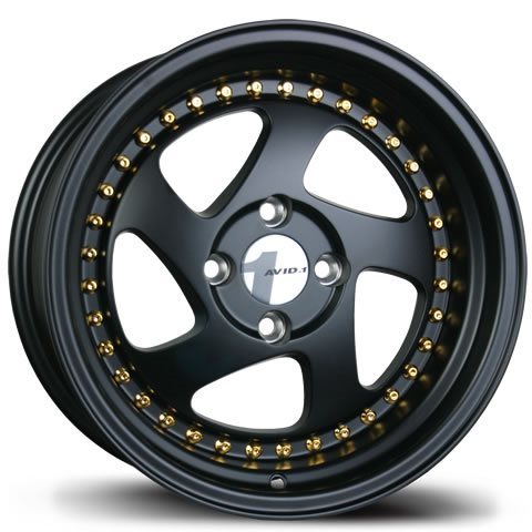 AV1915804C25BG - Avid.1 AV-19 15X8 4X100 25mm Matte Black With Gold - Avid.1 Wheels Canada