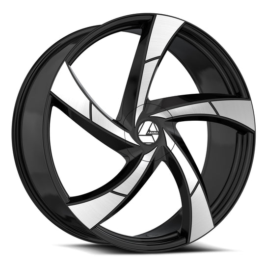 AZA-52420853635BM - Azara AZA-524 20X8.5 5X114.3 / 5X112 35mm Black & Machined - Azara Wheels Canada