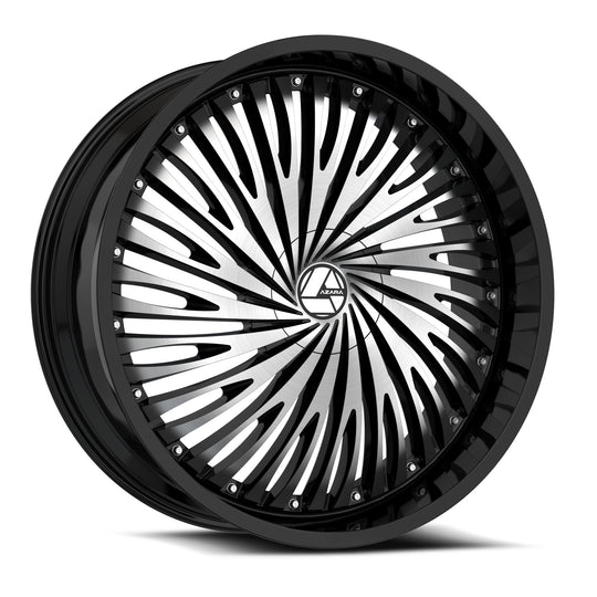 AZA-5262295BL15BM - Azara AZA-526 22X9.5 Blank 15mm Gloss Black & Machined - Azara Wheels Canada