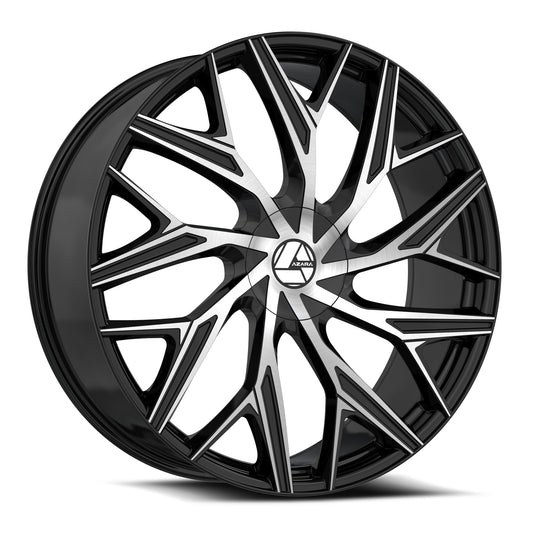 AZA-5271883635BM - Azara AZA-527 18X8 5X112 / 5X114.3 35mm Gloss Black & Machined - Azara Wheels Canada