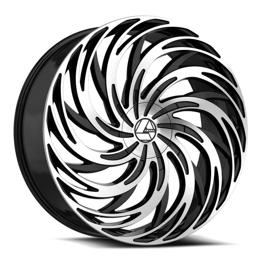 AZA-531249BL15BM - Azara AZA-531 24X9 Blank 15mm Gloss Black & Machined - Azara Wheels Canada