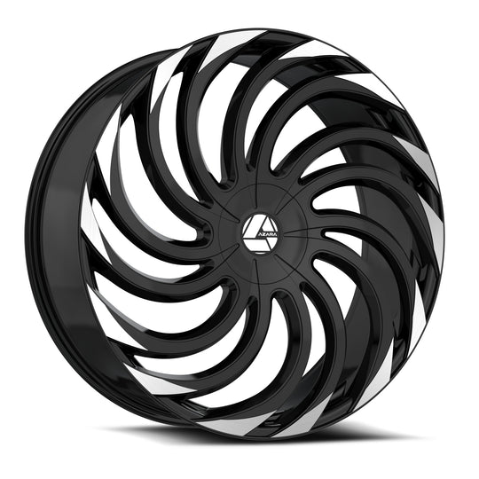 AZA-5343095BL15BM - Azara AZA-534 30X9.5 Blank 15mm Gloss Black & Machined - Azara Wheels Canada