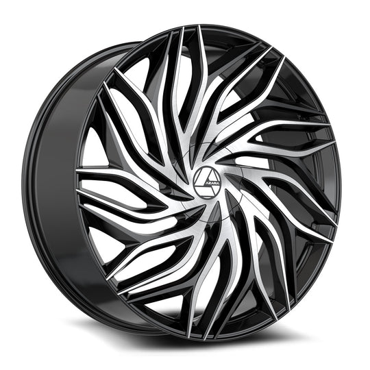 AZA-53720853235BM - Azara AZA-537 20X8.5 5X114.3 / 5X108 35mm Gloss Black & Machined - Azara Wheels Canada