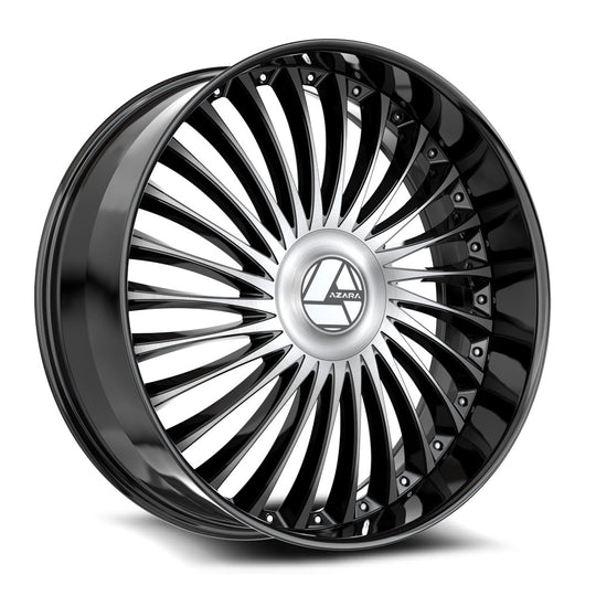 AZX-103249BL15BM - Azara AZX-103 24X9 Blank 5X 15mm Gloss Black & Machined - Azara Wheels Canada