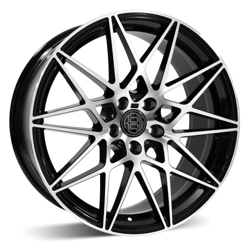 AZZ954STBMF - RSSW Super Tourer 19X8.5 5X120 ET 35MM Bore 72.6MM Gloss Black & Machined Face - RSSW Wheels Canada