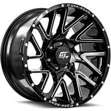 Charger l'image dans la galerie, GT32212448180GBM - GT Offroad Aggression 22X12 8X180 ET -44mm Gloss Black Milled - GT Offroad Wheels Canada