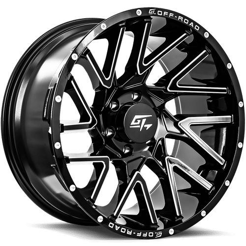 GT Offroad Aggression 24X12 8X170 ET -44mm Gloss Black Milled