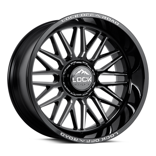 APEX-22287GBM - Lock Extreme Apex 22X12 8X170 ET -44mm Gloss Black Milling - Lock Extreme Wheels Canada