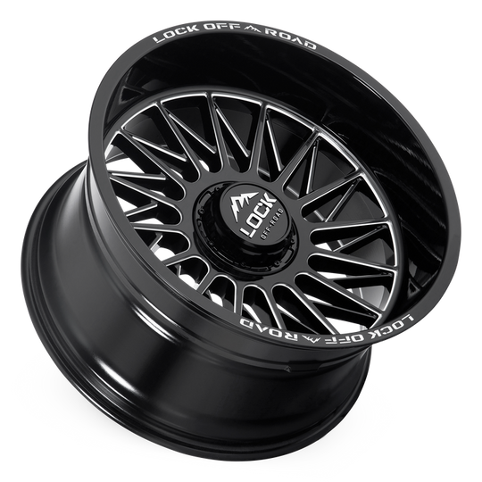 ASSAULT-2921GBM - Lock Extreme Assault 20X9 5X127 / 5X139.7 ET 1mm Gloss Black Milling - Lock Extreme Wheels Canada