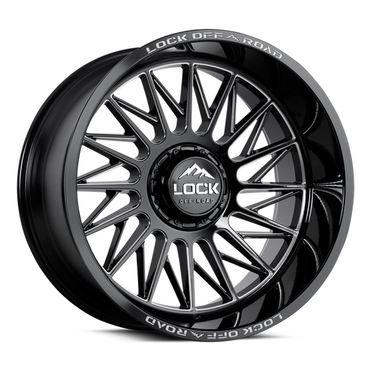 ASSAULT-22286GBM - Lock Extreme Assault 22X12 8X165.1 ET -44mm Gloss Black Milling - Lock Extreme Wheels Canada