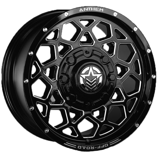 A791202064047D - Anthem Avenger 20X12 6X114.3 -44mm Gloss Black with Milled Edges - Anthem Wheels Canada