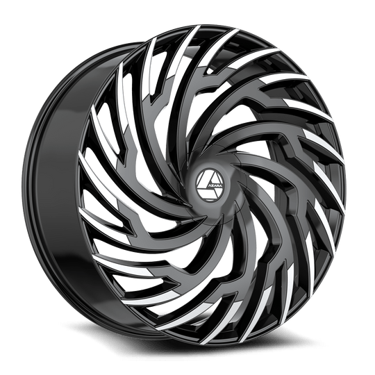 AZA-5362695BL15BM - Azara AZA-536 26X9.5 Blank 15mm Gloss Black & Machined - Azara Wheels Canada