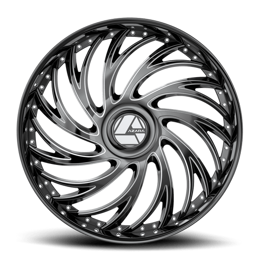 AZX-1012295BL15GBM - Azara AZX-101 22X9.5 Blank 5X 15mm Gloss Black & Milled - Azara Wheels Canada
